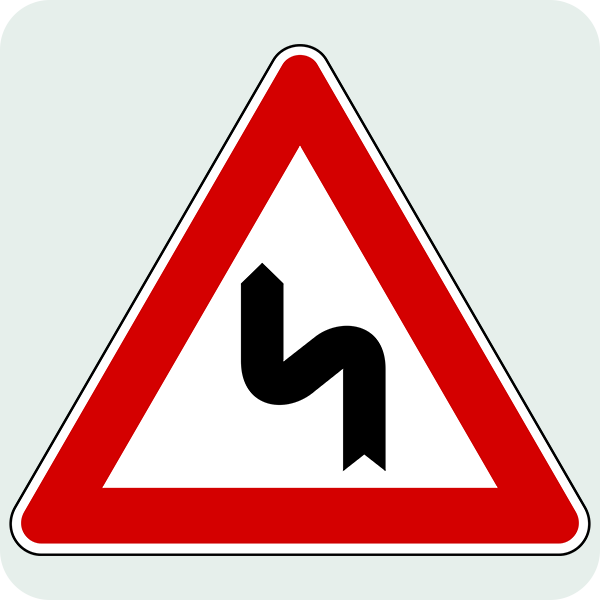 Sola Tehlikeli Devamlı Virajlar Trafik İşareti - Ehliyet Sınav Soruları