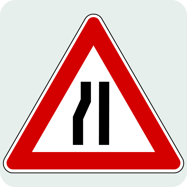 Soldan Daralan Kaplama Trafik İşareti - Ehliyet Sınav Soruları