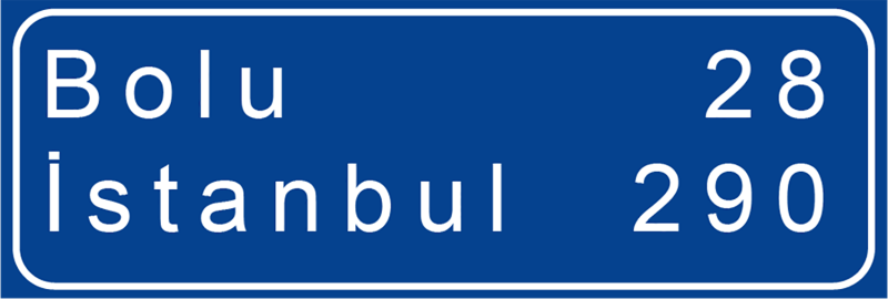 Mesafe Levhası Trafik İşareti - Ehliyet Sınav Soruları