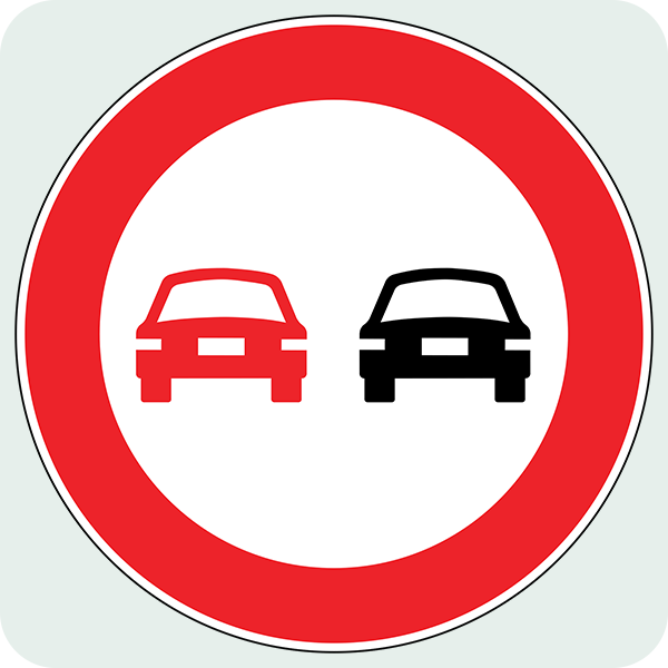 Öndeki Taşıtı Geçmek Yasaktır Trafik İşareti - Ehliyet Sınav Soruları