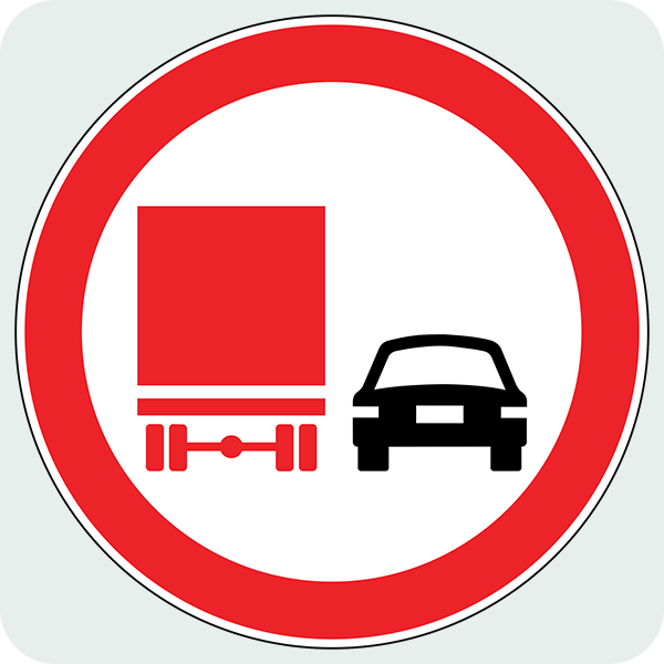 Kamyonlar İçin Öndeki Taşıtı Geçmek Yasaktır Trafik İşareti - Ehliyet Sınav Soruları