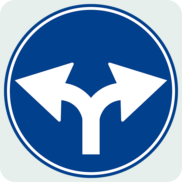 Sağa Ve Sola Mecburi Yön Trafik İşareti - Ehliyet Sınav Soruları