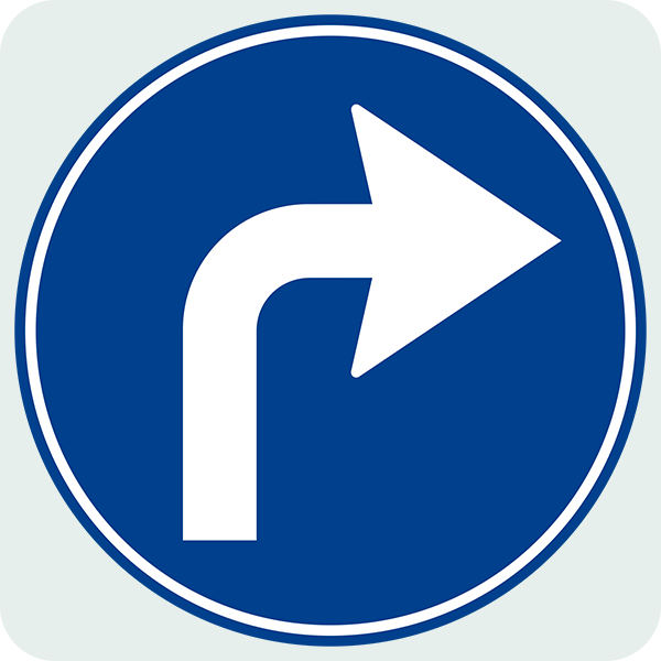 İleriden Sağa Mecburi Yön Trafik İşareti - Ehliyet Sınav Soruları