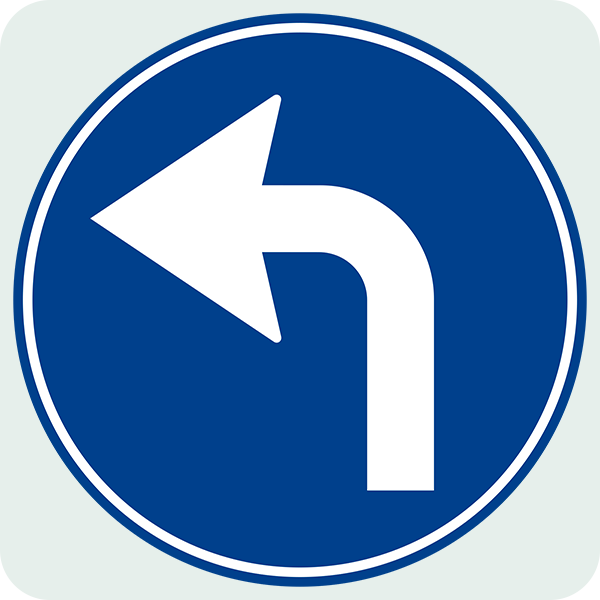 İleriden Sola Mecburi Yön Trafik İşareti - Ehliyet Sınav Soruları