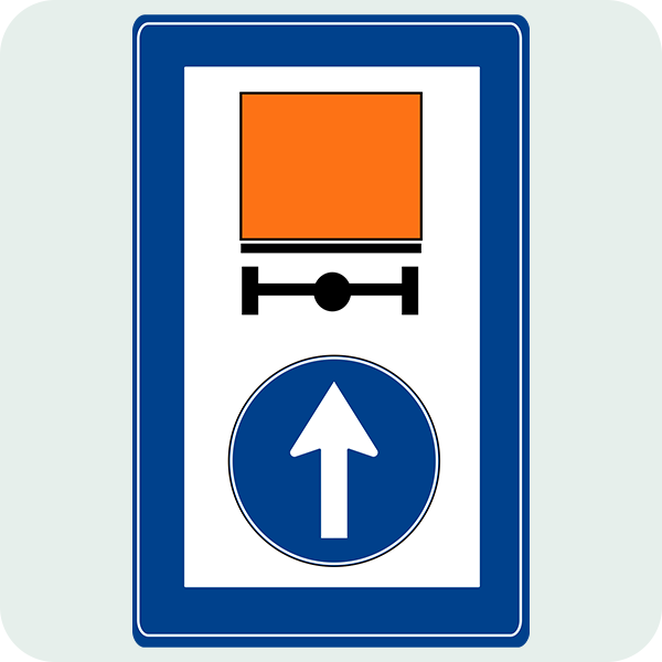 Tehlikeli Madde Taşıyan Taşıtların İzleyecekleri Mecburi Yön Trafik İşareti - Ehliyet Sınav Soruları