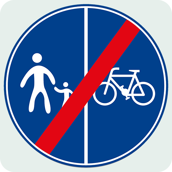 Yayalar ve Bisikletliler İçin Ayrı Ayrı Kullanılabilen Yolun Sonu Trafik İşareti - Ehliyet Sınav Soruları