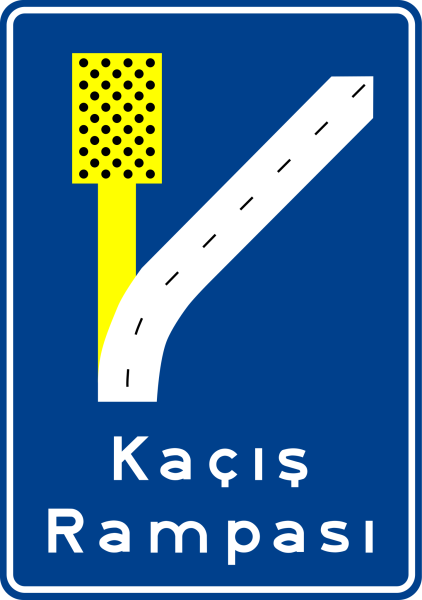 Kaçış Rampası (Sol) Trafik İşareti - Ehliyet Sınav Soruları