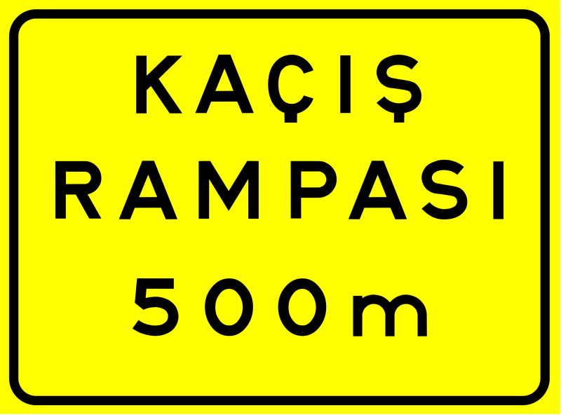 Kaçış Rampası 500 M Trafik İşareti - Ehliyet Sınav Soruları