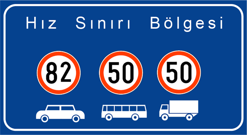 Hız Sınırı Bölgesi Trafik İşareti - Ehliyet Sınav Soruları