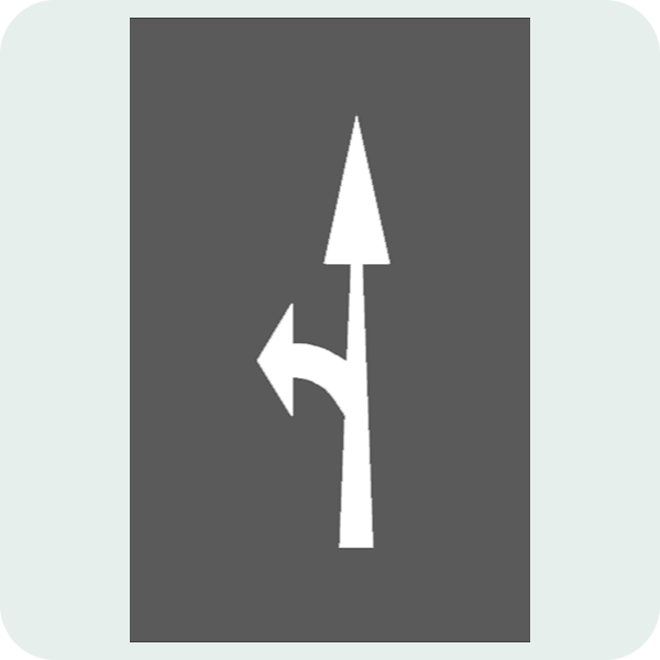 İleri veya Sola Dönüş Şeridi Trafik İşareti - Ehliyet Sınav Soruları